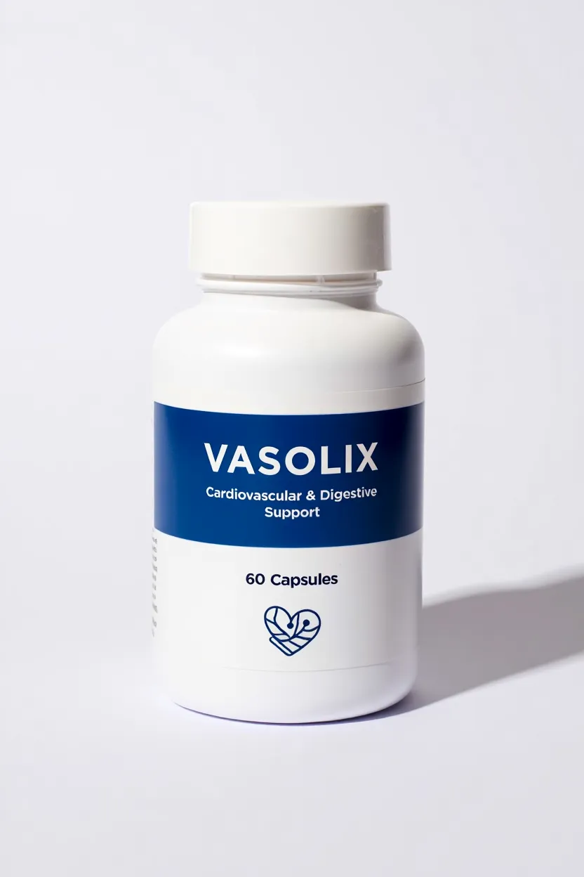Vasolix dietary supplement bottle with 60 capsules for cardiovascular and digestive support